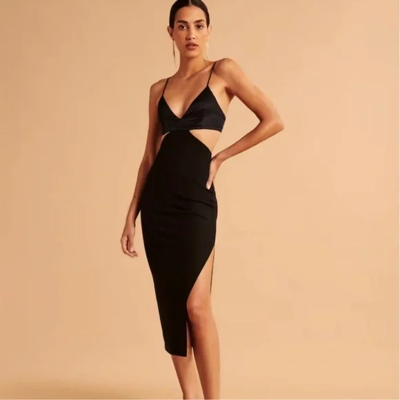 Abercrombie & Fitch Cutout Midi Dress Mixed Fabric Size Large